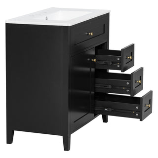 Bathroom Vanity With Sink, 3 Drawers And Adjustable Shelf