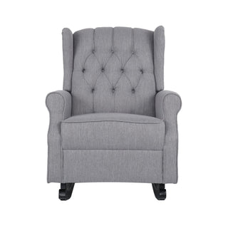 Sheila - Contemporary Fabric Tufted Wingback Rocking Chair - Gray