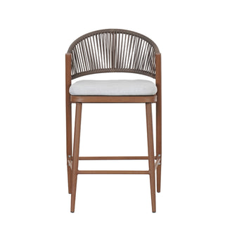 Outdoor 26" Counter Height Metal Frame Counter Stools With Scallop Shaped Backrest & Water Resistant Cushions