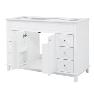 Bathroom Vanity Cabinet Only, 6 Soft Close Drawers & Double Doors - White