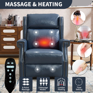 Manual Recliner Chair With Heavy Duty Motion Mechanism, 8 Vibrating Nodes And 3 Massage Modes For Living Room