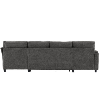 U-Shaped Sectional Sleeper Sofa With Ample Storage Space, 2 Cup Holders And Charging Ports For Living Room