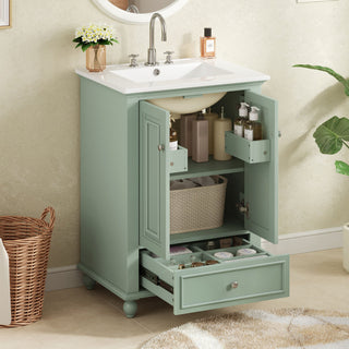 Modern Bathroom Vanity With Sink, Cabinet With Drawer And Dividers, Rectangular Storage Unit