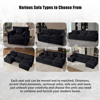Modern Oversized Deep Seat Luxury 2 Piece Sofa Set With 4 Pillows