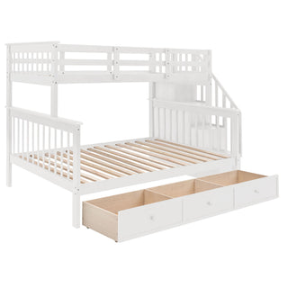 Stairway Bunk Bed With Storage And Guard Rail For Bedroom