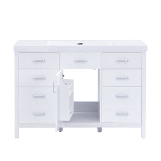 47.25" Modern Bathroom Vanity With Sink, Soft Close Single Door & 6 Drawers - White