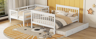 Bunk Bed With Twin Size Trundle, Storage And Guard Rail For Bedroom