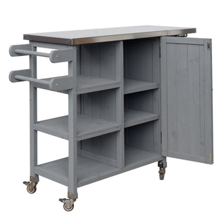 Foldable Outdoor Kitchen Island With Storage Cabinet