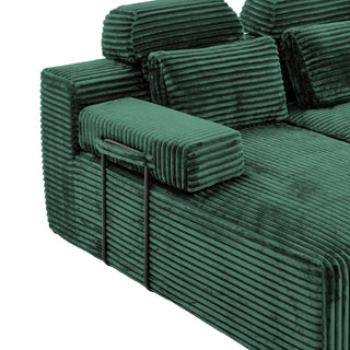 Sectional Sleeper Sofa & Storage Pockets, Modular Couch With Throw Pillows For Living Room