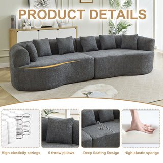 Curved Sectional Sofa With 6 Pillows