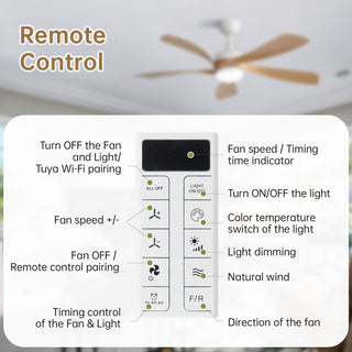 45" Ceiling Fan With DC Motor Smart App Control Quiet Reversible Operation Dimmable Lighting And Timer