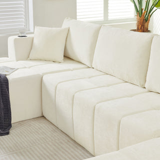 U - Shaped Sectional Sofa, Cup Holders & Side Pockets For Living Room