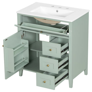 Bathroom Vanity With Sink, 3 Drawers And Adjustable Shelf
