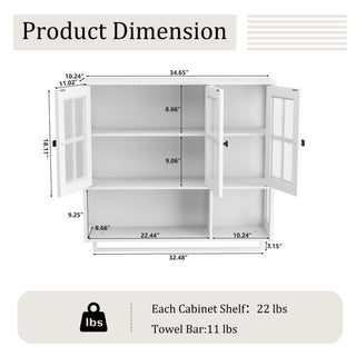 3 Door Wall Cabinet With Glass Door And Towel Bar