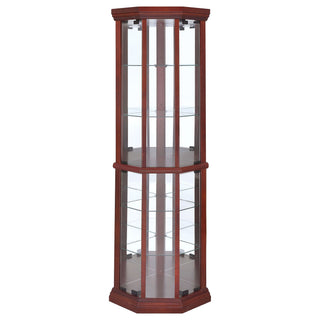 Jacob - 6 Shelf Curio Display Cabinet - Red / Brown