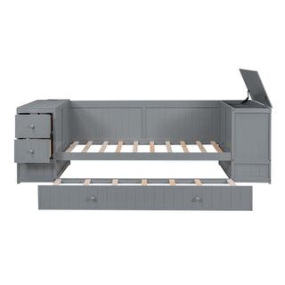 Daybed With Storage Arms, Trundle And Charging Station