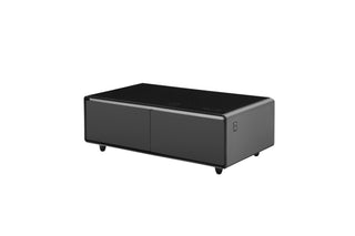 Modern Smart Coffee Table With Built-In Fridge, tooth Speaker, Wireless Charging Module, Touch Control Panel, Power Socket, USB Interface, Outlet Protection, Atmosphere Light