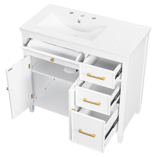 Bathroom Vanity With Sink Top, 3 Soft Closing Drawers