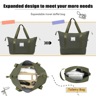 Softside Luggage 3 Piece Set With Duffel Bag 22" / 26" / 30" Lightweight Expandable Spinner Travel Case - Army Green