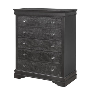 Shaker - 5 Pieces Bedroom Set With Crystal Inspired Tufted Headboard And LED Lighting