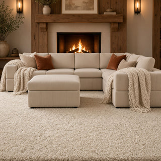 Oversized Modular Sectional Sofa, Reversible With Ottoman