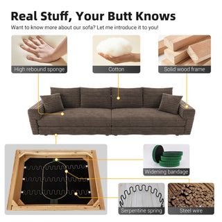 Deep Seat Convertible Sofa With Soft Pillows And Ottomans