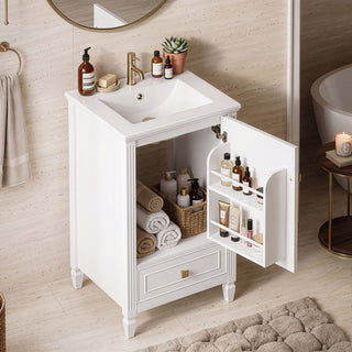 Freestanding Bathroom Vanity With Sink, Soft Closing Door, Drawer Storage - White