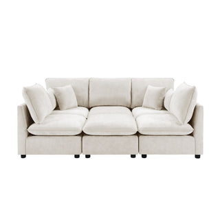 Modern Sectional Sofa U-Shaped With Movable Ottoman Storage Armrests And USB Ports