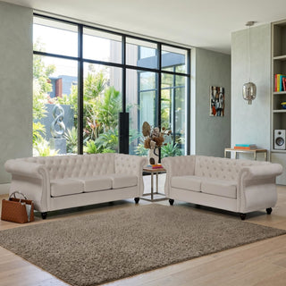 Chesterfield Button Tufted Loveseat With Rolled Arms