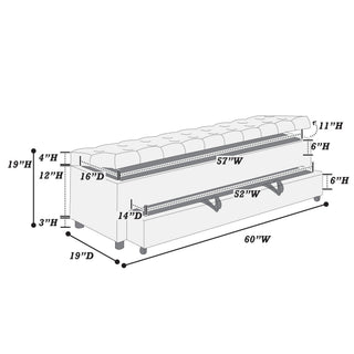Storage Ottoman With Tufted Seat And Underseat Drawer