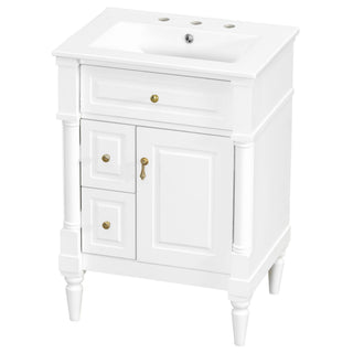 Freestanding Bathroom Vanity With Sink, Adjustable Shelf & Flip Drawer