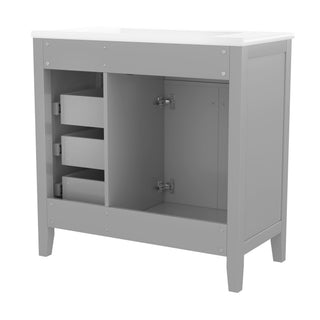 Modern Bathroom Vanity With Sink, Freestanding Design With Drawers And Doors