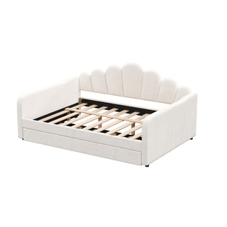 Shell Shaped Upholstered Daybed Frame With Slats