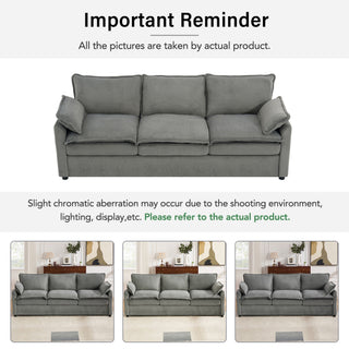 Modern Sofa Set With Double Layer Cushion And Side Storage Pockets