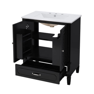Vintage Style Bathroom Vanity With Sink, Multi Functional Storage, Soft-Closing Door