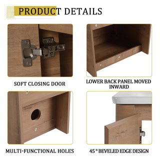 Wall Mounted Bathroom Vanity & Sink, Storage Shelves & Soft Close Door