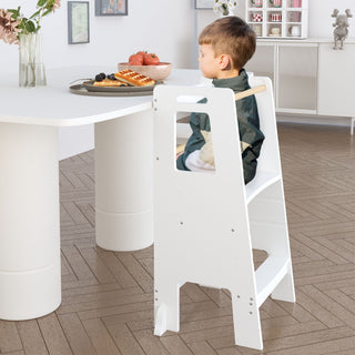 Standing Tower, Child Kitchen Step Stool Toddler, Montessori Stool Adjustable Height - White