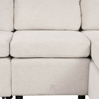 Modern U-Shaped Sectional Sofa Convertible Pull-Out Sofa Bed With USB Ports And Cup Holders