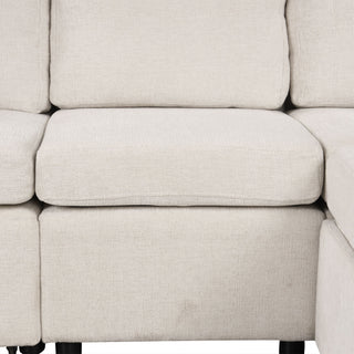 Modern 2 Seater Loveseat Sofa With Pull-Out Bed, Fabric, Built-In USB Ports & Cup Holders