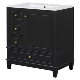 Freestanding Bathroom Vanity With Sink, Soft Close Door, 3 Drawers