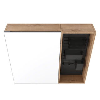 Wall Mounted Bathroom Mirror Cabinet & Adjustable Shelves - Imitative Oak