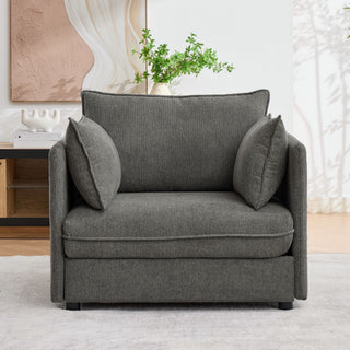 Oversized Deep Seat Accent Chair With Matching Storage Ottoman & Throw Pillows