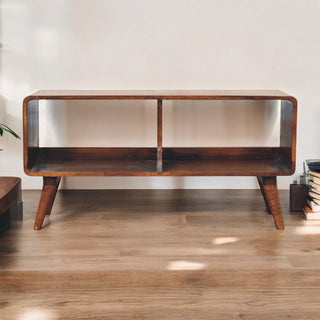 Curved Double Slot Media Unit - Dark Brown