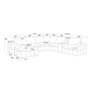 Modular Sectional With Large Square Arms, Custom Configuration