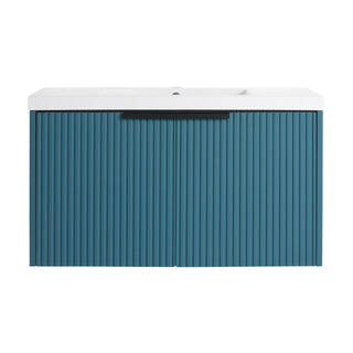 Contemporary Wall Mounted Bathroom Vanity With Resin Double Sink