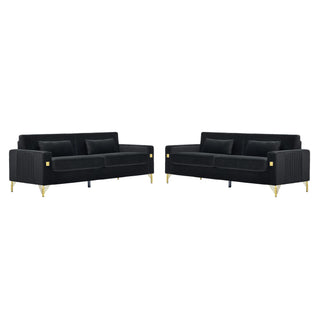 2 Pieces Sofa Sofa Set With Removable Cushions For Home Apartment