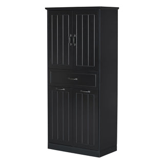 Modern Bathroom Storage Cabinet With Two Laundry Baskets, One Drawer, Adjustable Shelf