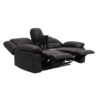 Reclining Console Loveseat - Black - Fabric