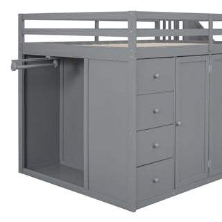 Loft Bed With Built In Wardrobes, Cabinets And Drawers