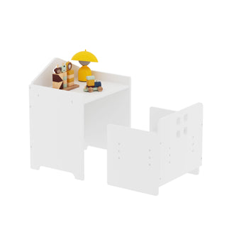 Montessori Weaning Table And Chair Set, Toddler Table With Adjustable Height - White